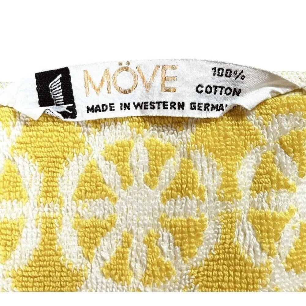 RARE Vintage 1960s Western Germany Move Cotton Yellow White Floral Towel 39 x 19